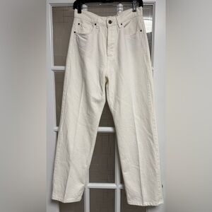 Massimo Dutti High-Rise Straight Leg Jeans — Off-White